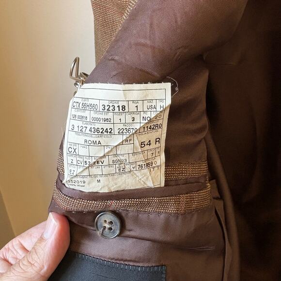 Vintage Zegna Brown Windowpane Plaid Tweed Blazer - Picture 6 of 7